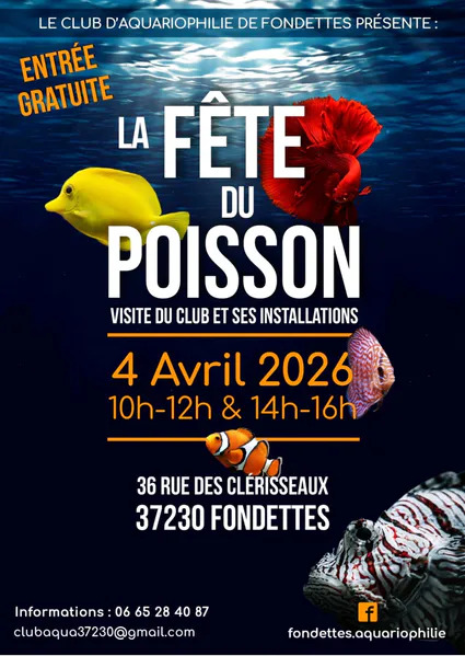 Flyer de la Fête du Poisson, journée portes ouvertes du 4 avril 2026 à Fondettes