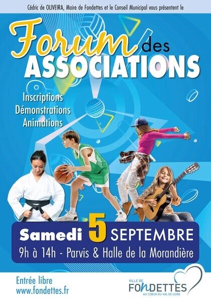 Affiche du Forum des associations 2026 de la Ville de Fondettes, samedi 5 septembre